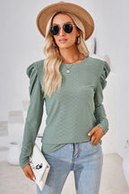 Round Neck Puff Sleeve Blouse (19)