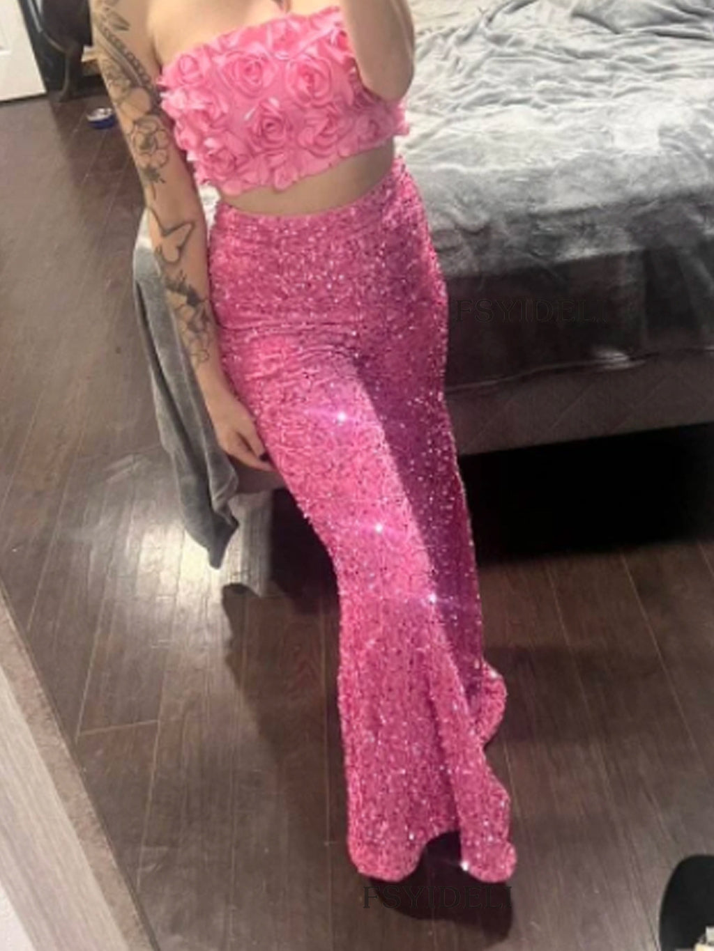 Sequin Embellished Wide Leg Pants (9)