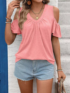 Cold Shoulder V-neck T-shirt (24)