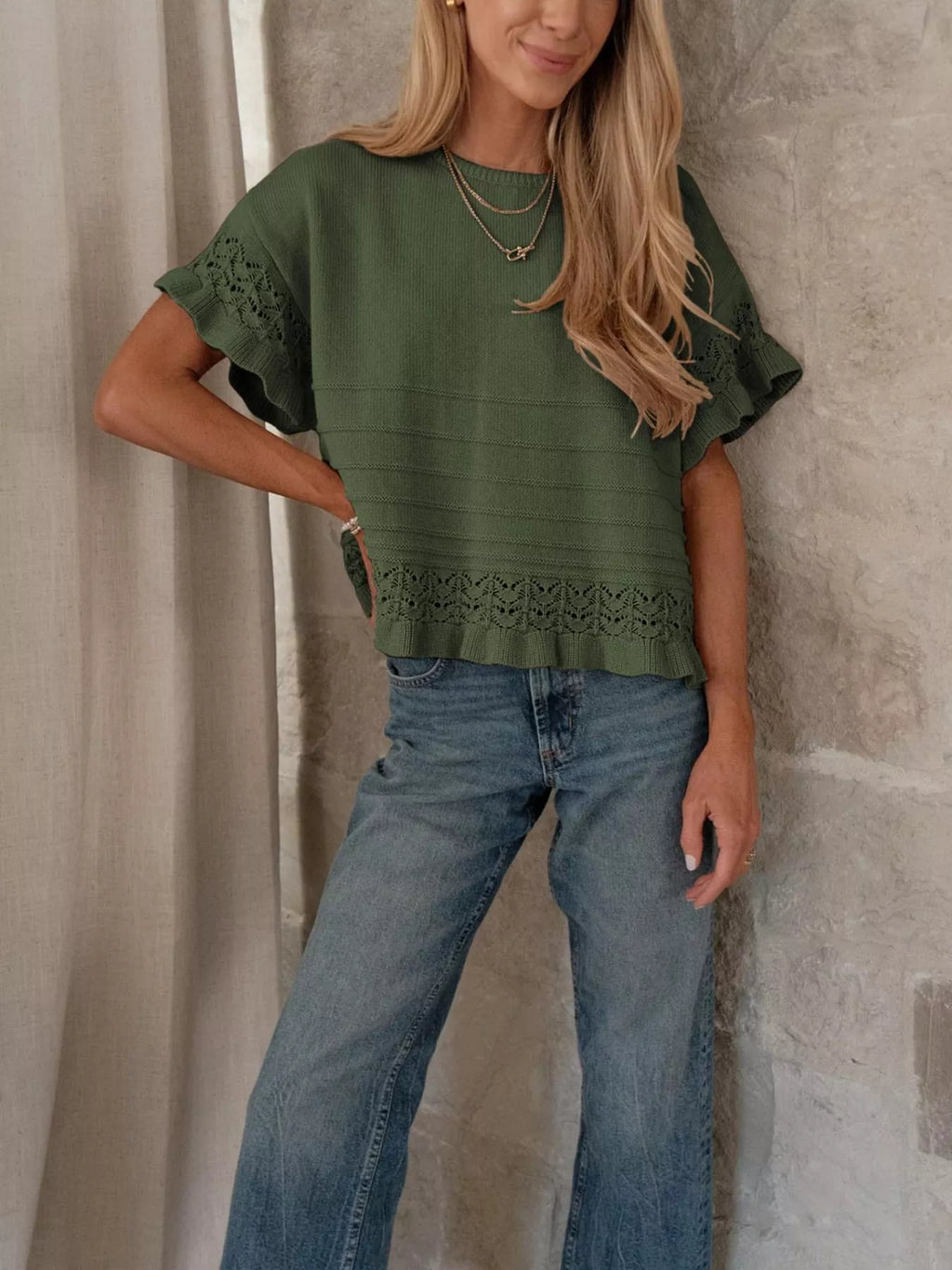 Lace Trimmed Knit Top (9)