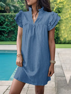 Frill Notched Flounce Sleeve Mini Dress (11)