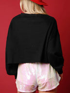 Sequin Round Neck Dropped Shoulder Sweatshirt (2)