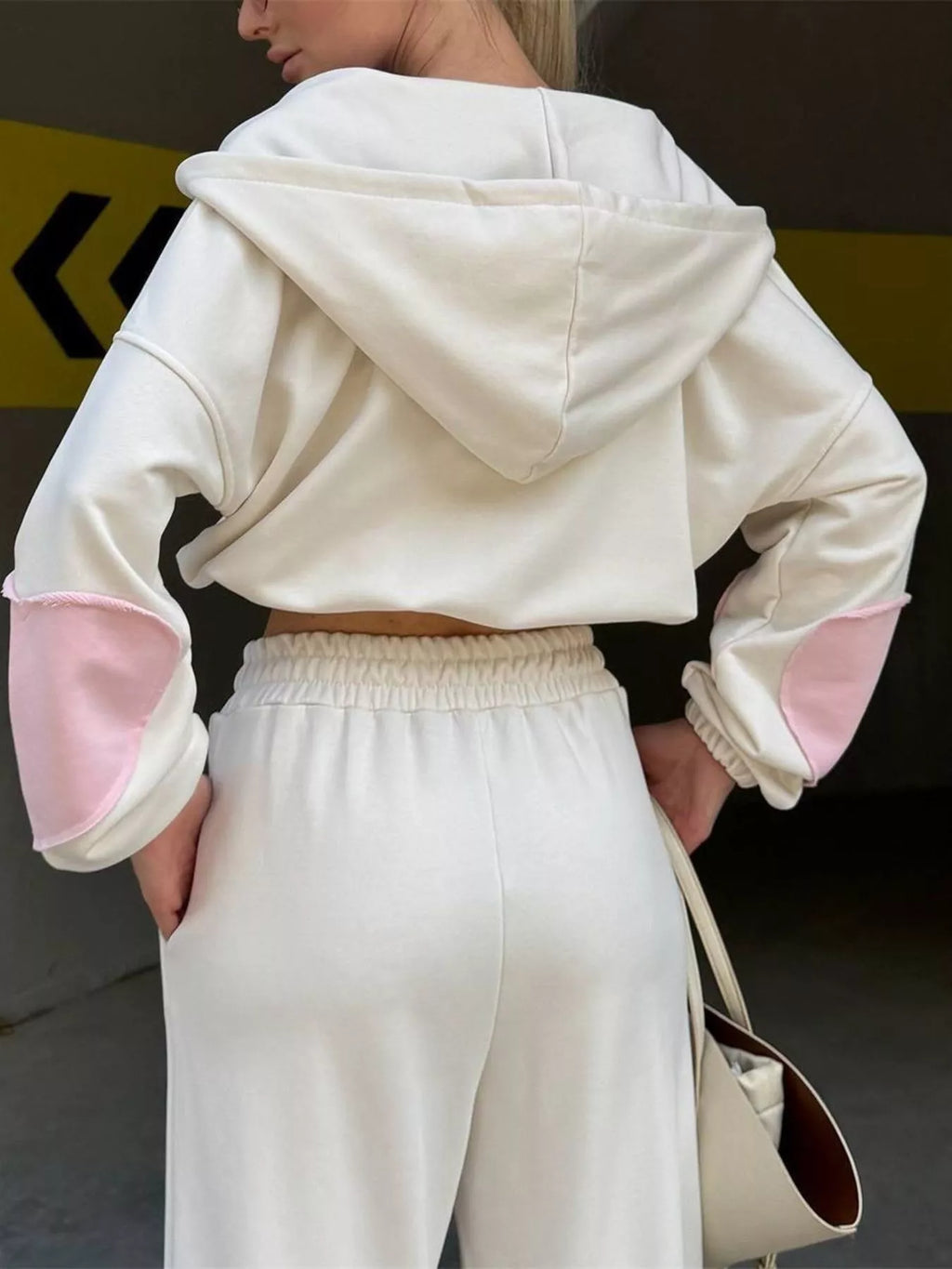 Zip Up Hoodie Wide-leg Pants Set (9)