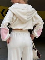 Zip Up Hoodie Wide-leg Pants Set (9)