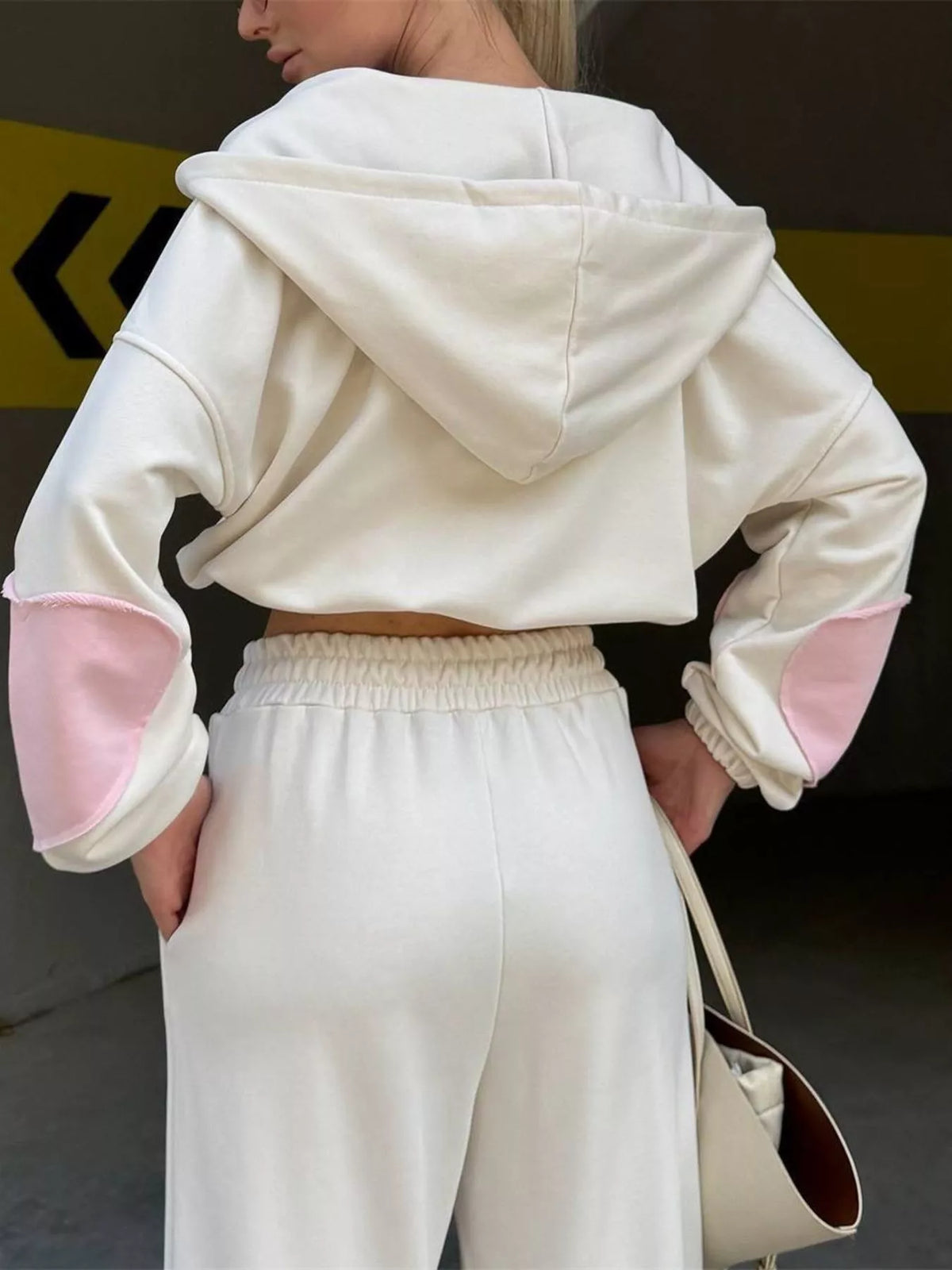 Zip Up Hoodie Wide-leg Pants Set (9)