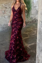 Full Size Sequin Tie Back V-neck Maxi Dress Plus (16)