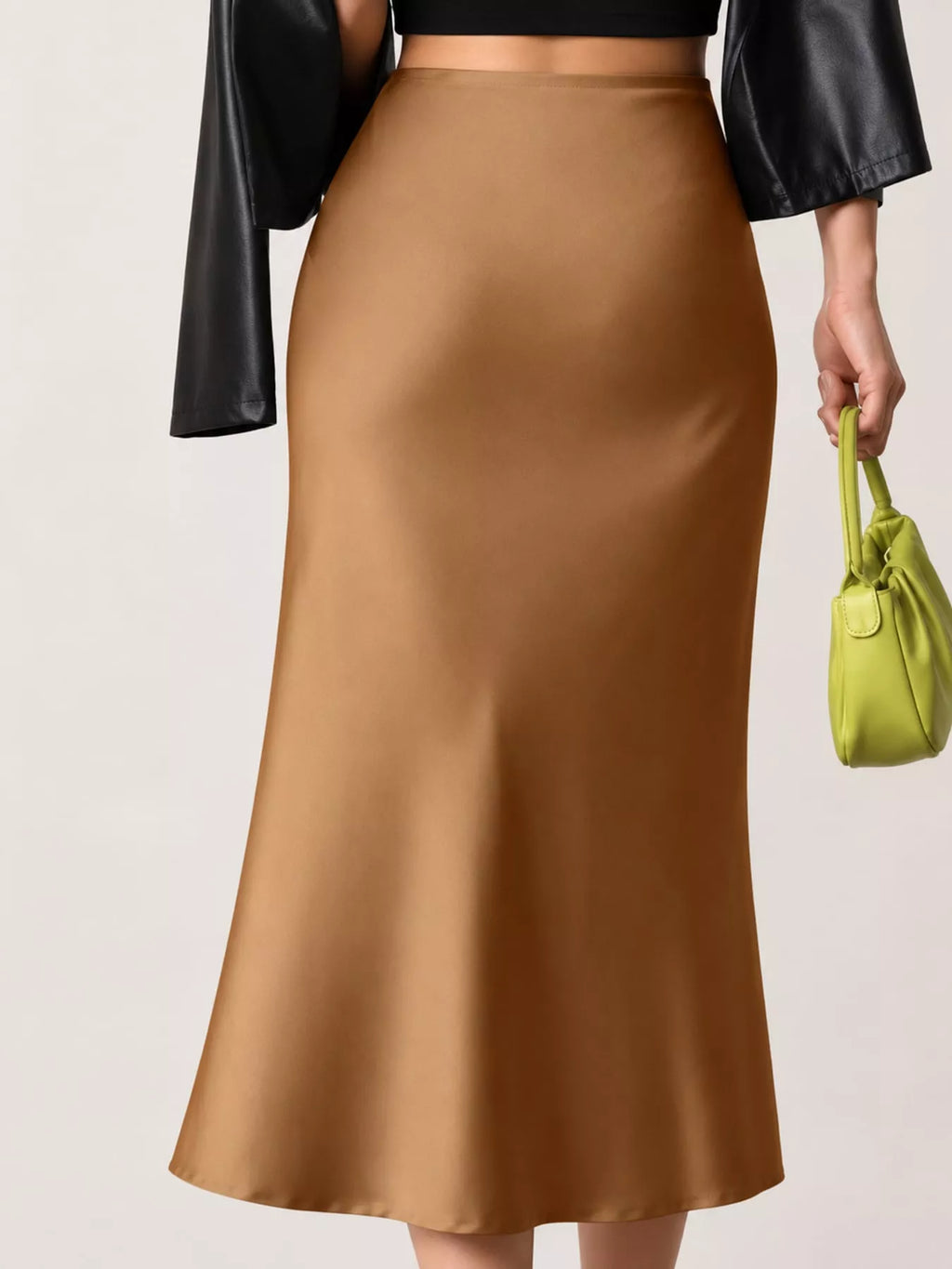 High-waisted Satin Midi Skirt (29)