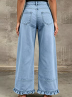 Full Size High-waisted Wide-leg Ruffled Hem Jeans Plus (5)