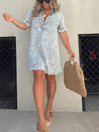 Full Size Raw Hem Short Sleeve Dress Plus (6)