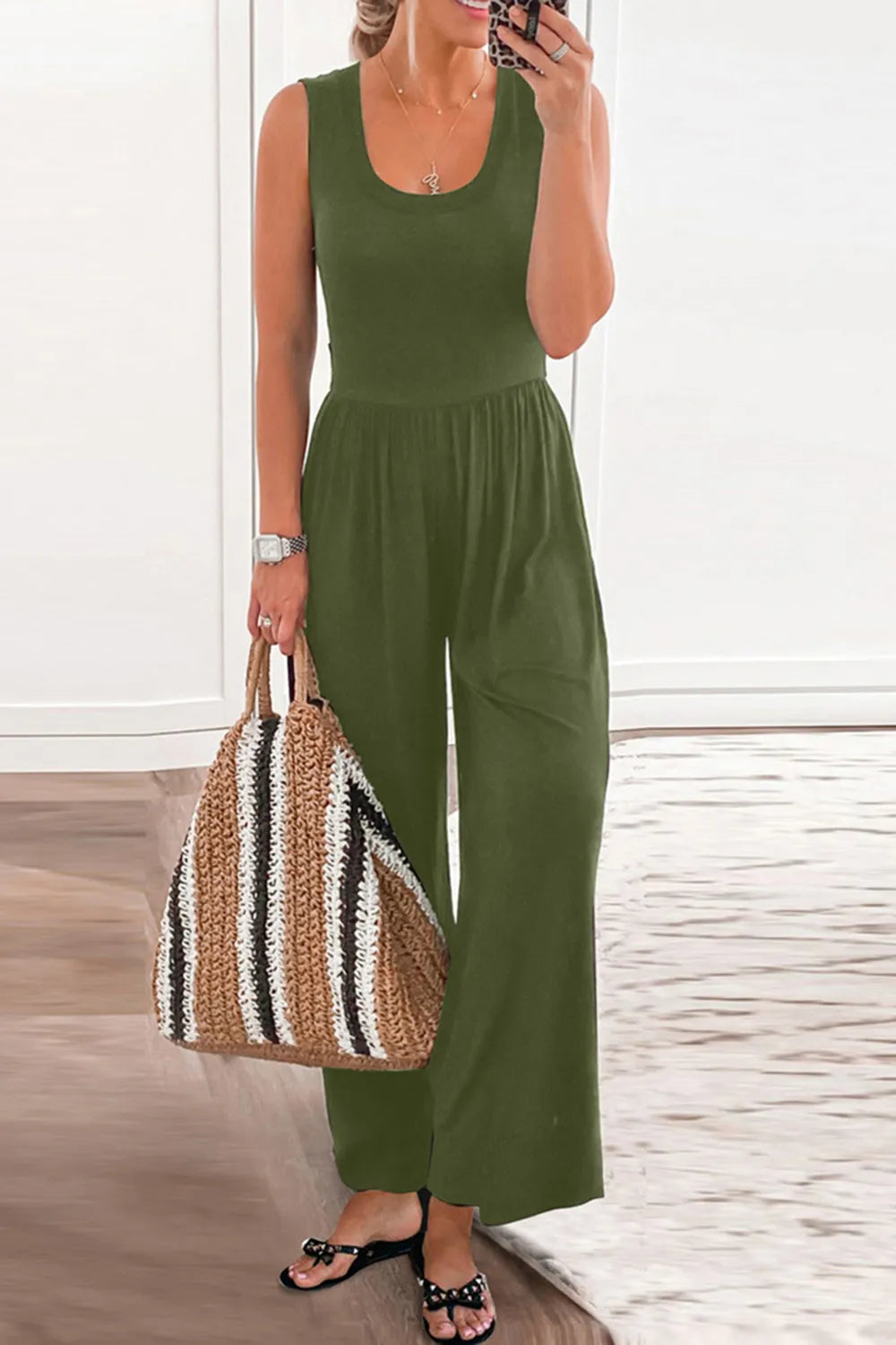 Full Size Scoop Neck Wide Strap Jumpsuit (5)