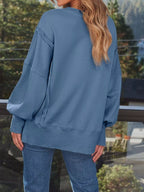 Side Slit Long Sleeve Oversized Sweatshirt (4)