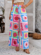 Drawstring Printed Wide Leg Pants (11)