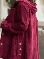Full Size Corduroy Button Up Hooded Jacket Plus (13)
