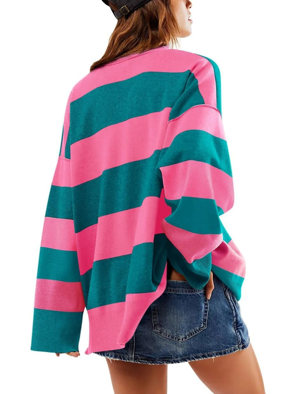 Striped Half-zip Oversized Sweatshirt (2)