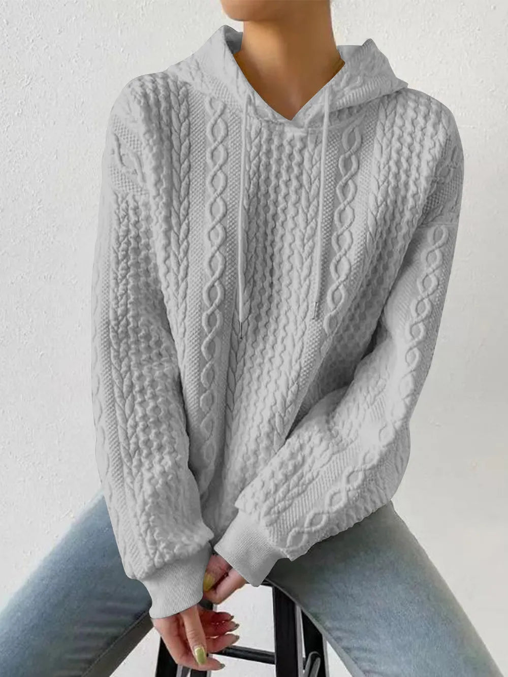 Drawstring Drop Shoulder Long Sleeve Hoodie (8)