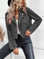 Zip Up Suede Cropped Moto Jacket (15)