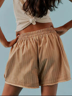 Striped Elastic Waist Shorts (15)