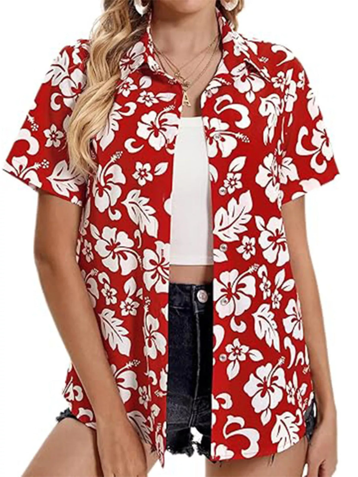 Plant Print Short Sleeve Shirt (2)