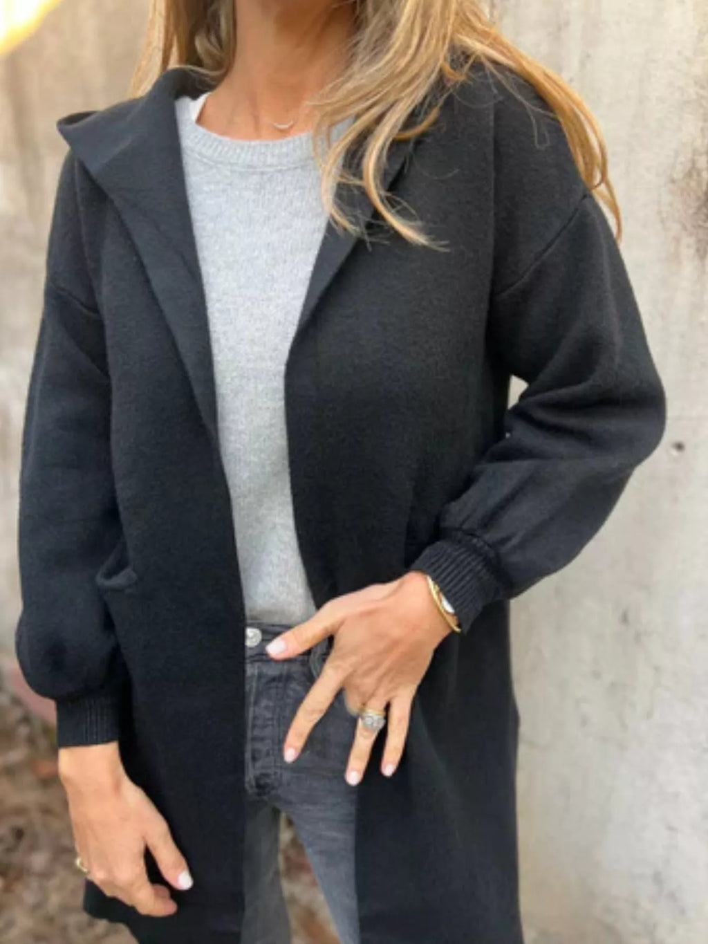 Full Size Open Front Drop Shoulder Hooded Cardigan Plus (11)