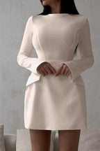 Long-sleeve Mini Dress Flap Pockets (4)