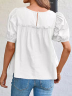 Ruched Tiered Puff Sleeve Blouse (5)