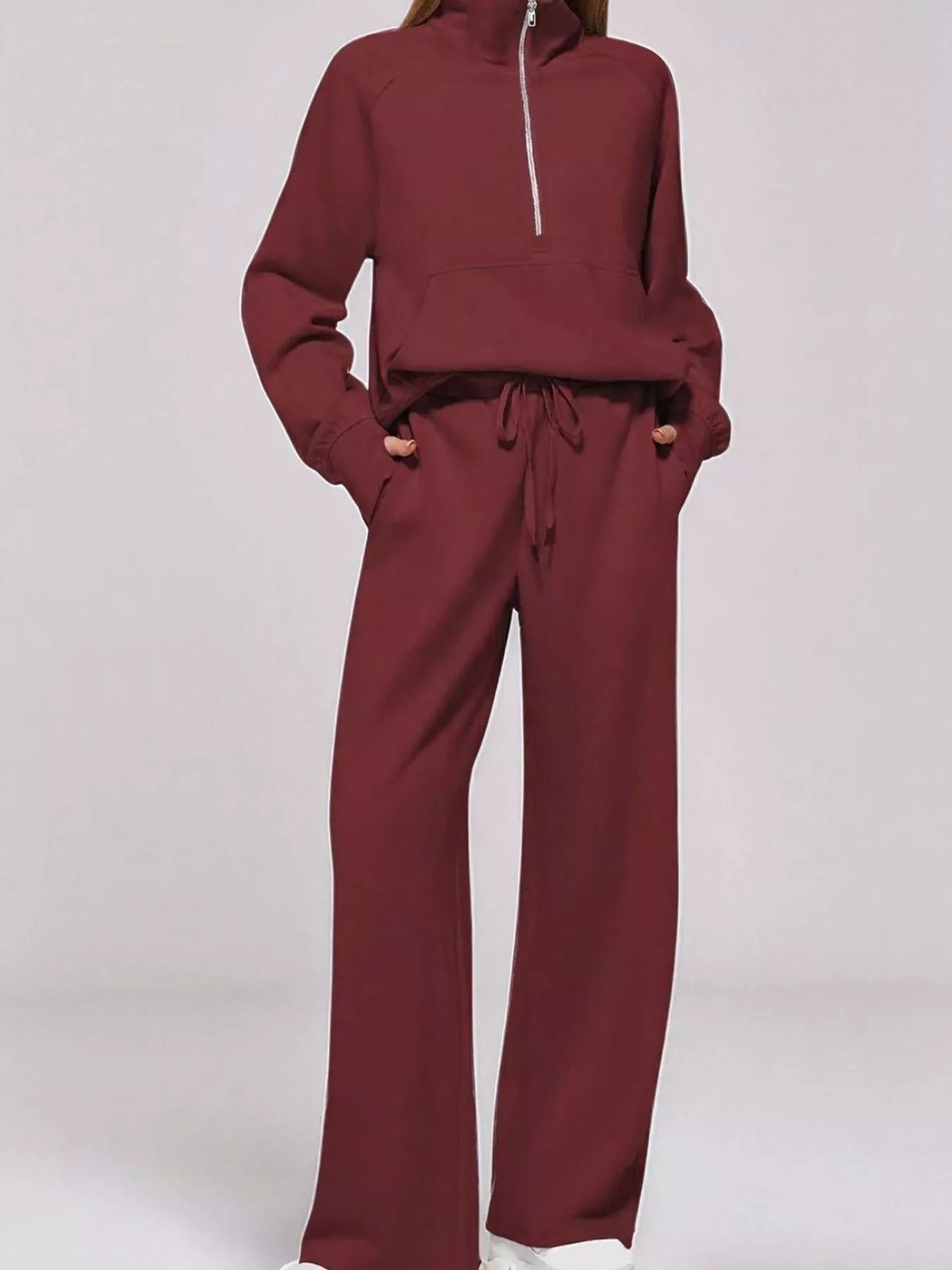Half Zip Long Sleeve Top Pants Set