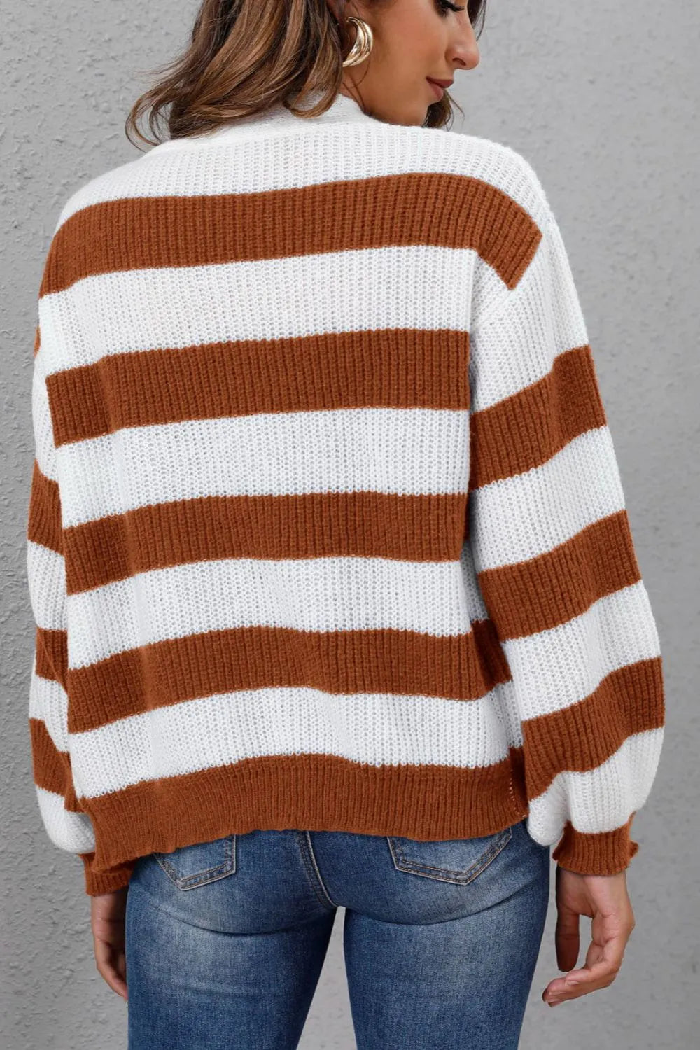 Striped Button Up Long Sleeve Sweater (9)