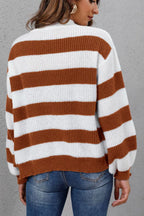 Striped Button Up Long Sleeve Sweater (9)