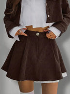 Button Up Cropped Jacket Mini Skirt Set (10)