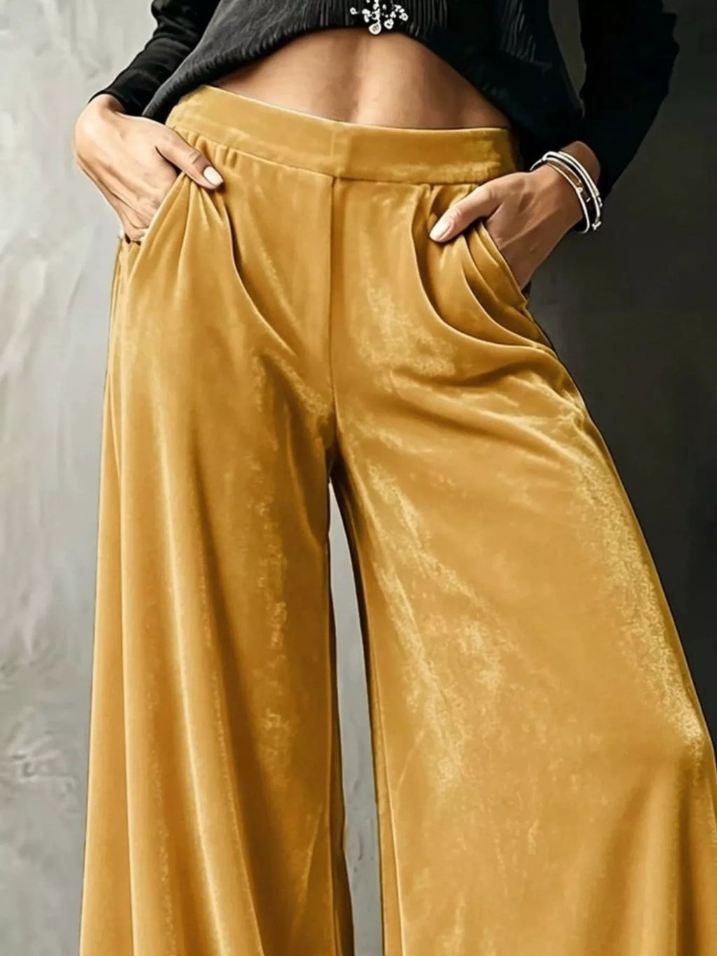 Full Size High-waisted Wide-leg Velvet Pants Plus (12)