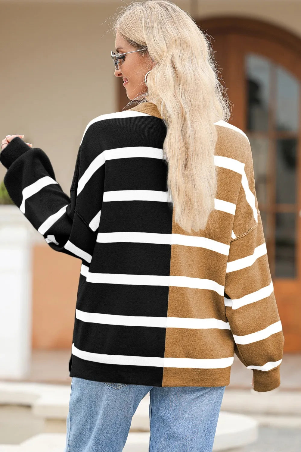 Striped Round Neck Long Sleeve Knit Top (13)