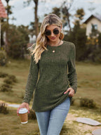 Ribbed Round Neck Long Sleeve Tee (26)