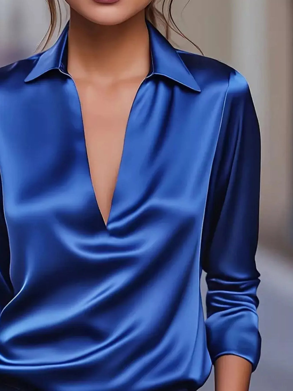 Elegant Deep V Long Sleeve Blouse (11)