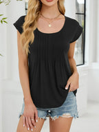 Pleated Front Scoop Neck T-shirt (14)