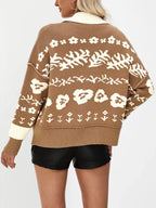 Floral Pattern Button-down Cardigan (5)