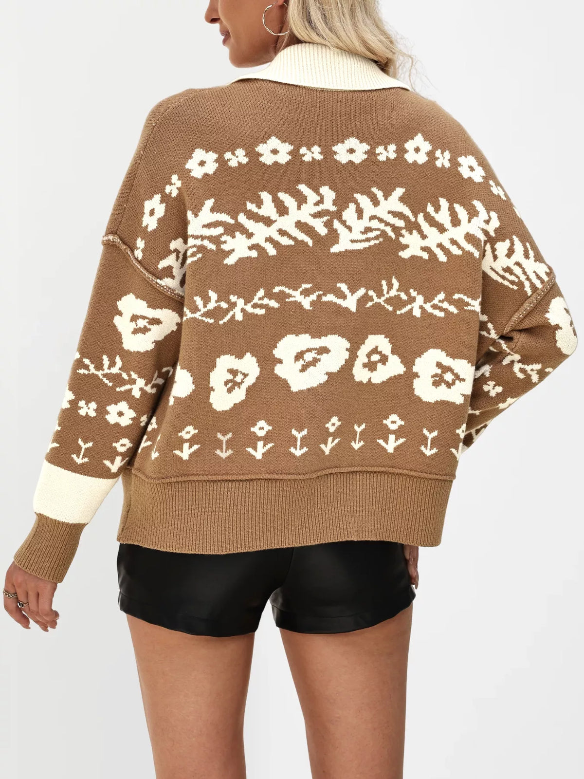 Floral Pattern Button-down Cardigan (5)