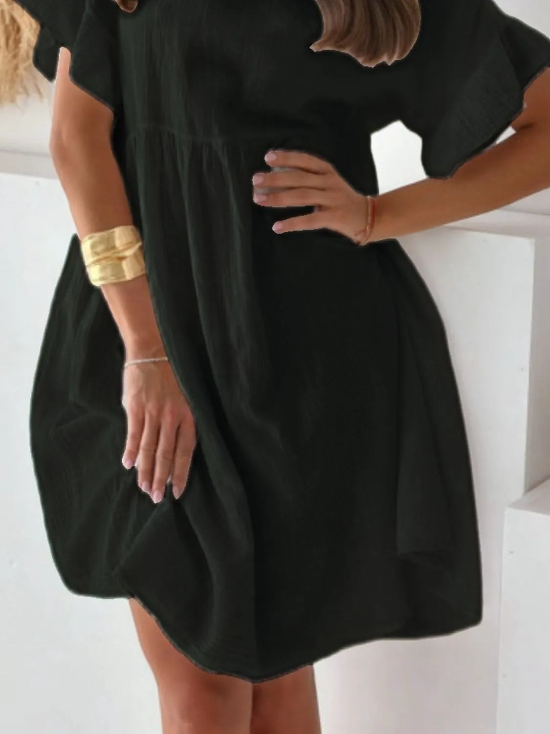 Round Neck Short Sleeve Mini Dress (3)