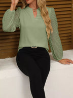 Notched Balloon Sleeve Blouse (13)