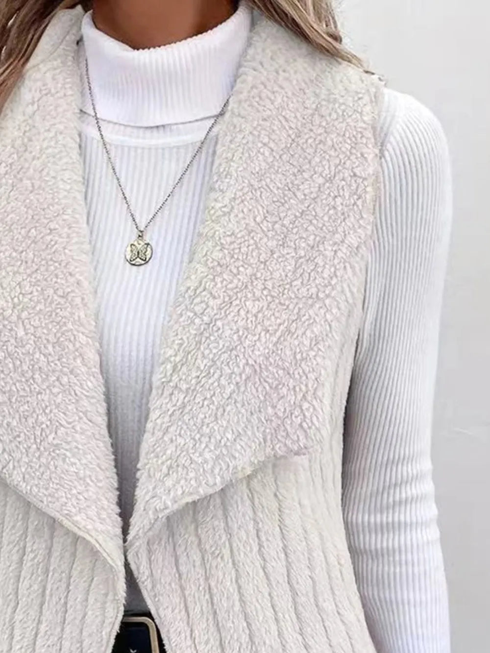 Open Front Fuzzy Vest Coat (6)