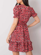 Leopard Print Tie Front Short Sleeve Mini Dress (2)