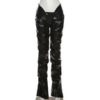 Faux Leather Low-rise Street Snap Straight Leg Casual Pants variant CJJS164091201AZ|CJJS164091202BY|CJJS164091203CX
