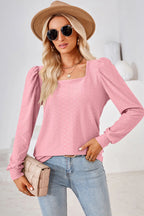 Square Neck Puff Sleeve T-shirt (5)