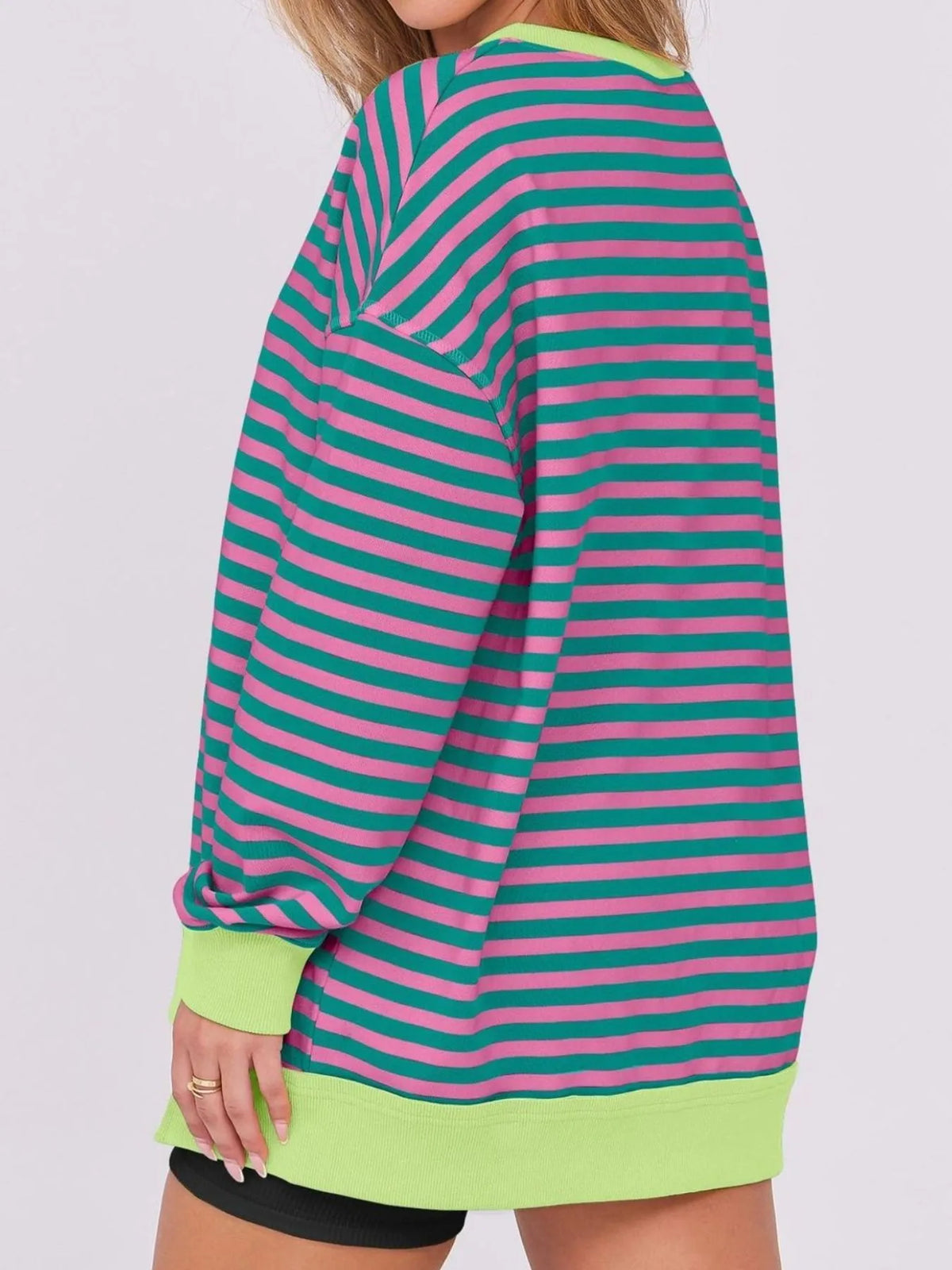 Notched Long Sleeve Oversized Sweatshirt (12)