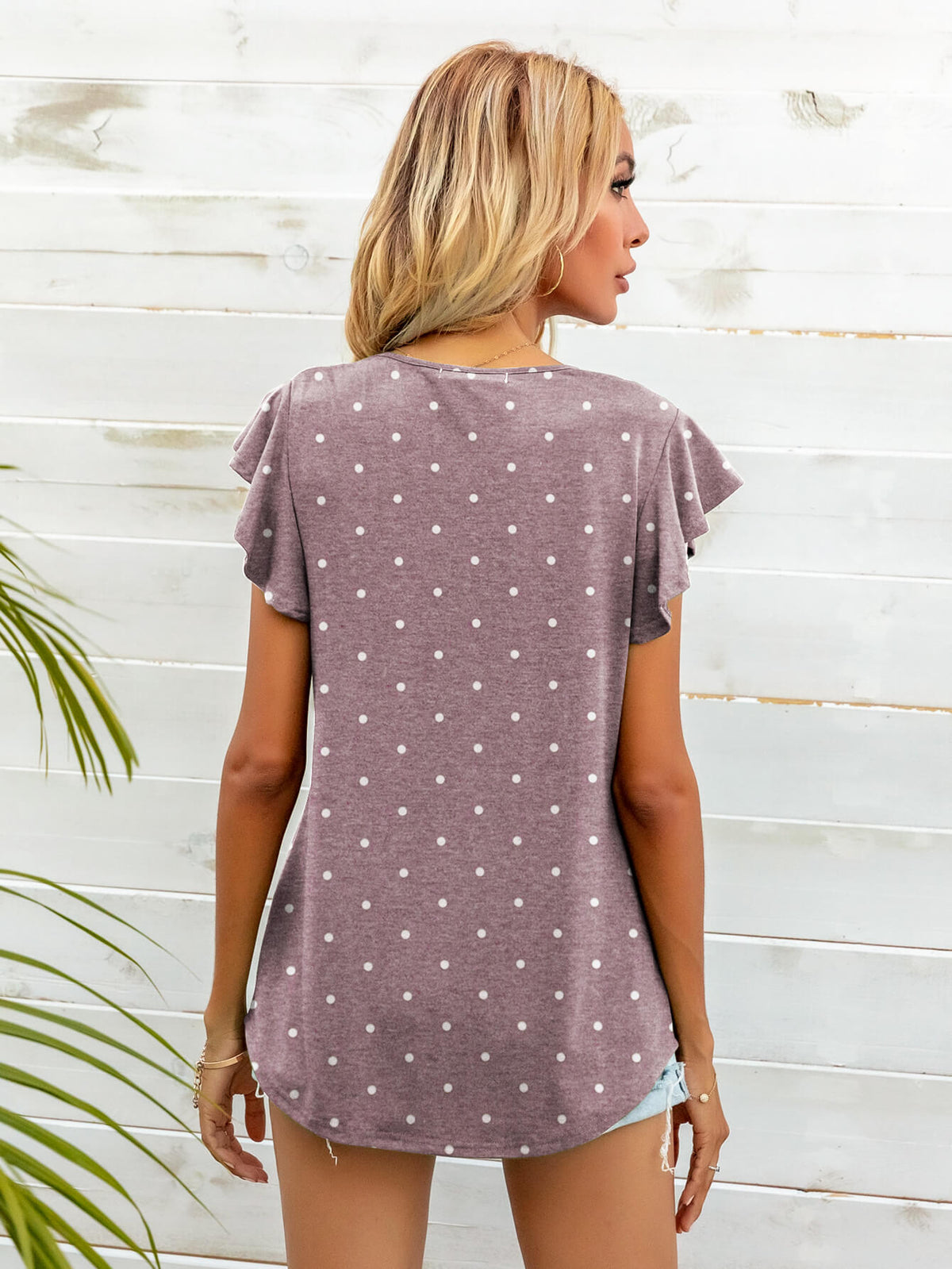 Round Neck Butterfly Sleeve Top (22)
