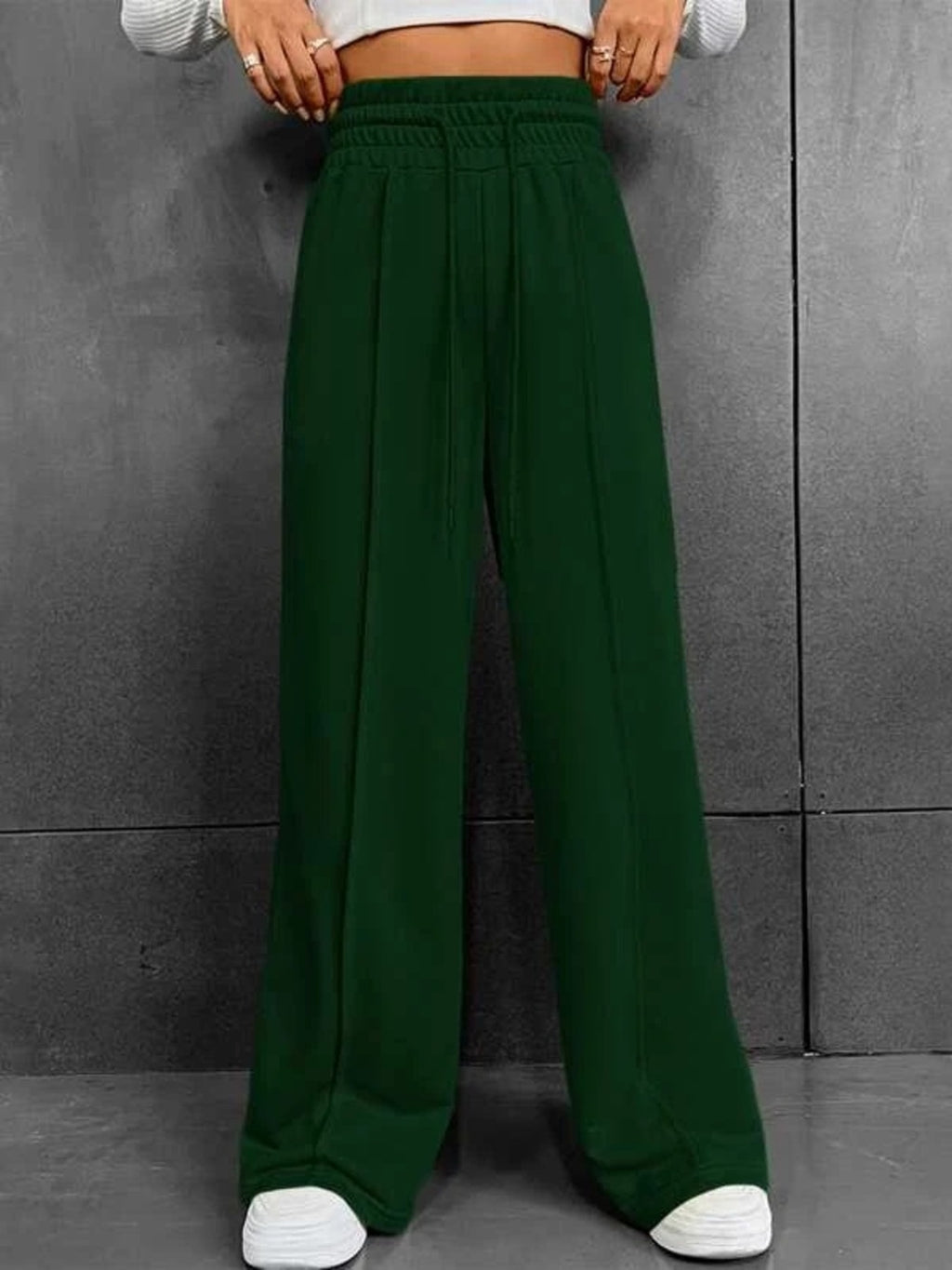Wide Leg Drawstring Waist Pants (7)