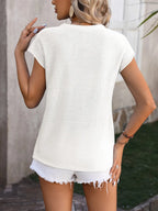 Rolled Cap Sleeve Round Neck Sweater Vest (24)