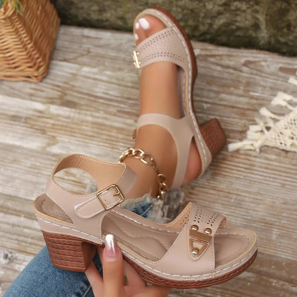 Peep Toe Block Heel Sandals (8)