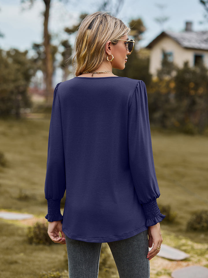 Puff Sleeve Pleated Blouse (9)