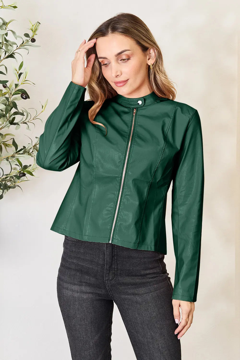 Mock Neck Zip Up Jacket (4)