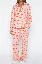 Bow Print Top Wide Leg Pants Lounge Set (3)